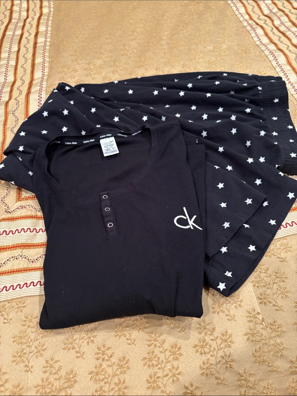 Calvin Klein Black Short Sleeve Tee with White Star Print